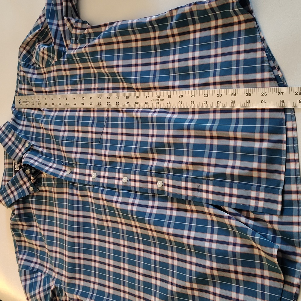 Land's End Shirt Size L Plaid Button Down Long Sleeve Cotton Office Casual Green - Picture 8 of 13